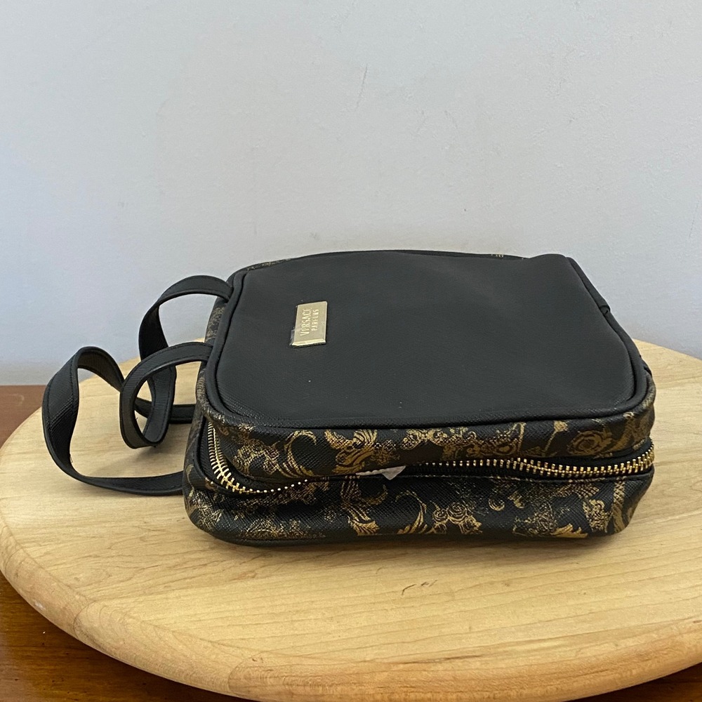 Versace Parfums Black Gold-Tone Travel Makeup Toiletry Case Cosmetic Pouch Bag - Picture 5 of 16